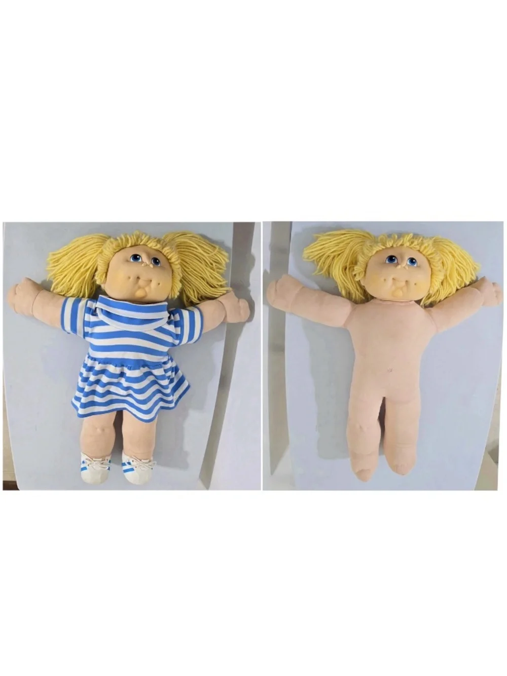 Vintage ‘84 MN Thomas Kids Doll Caucasian Blond Yarn Hair Blue Eyes 20” VTG